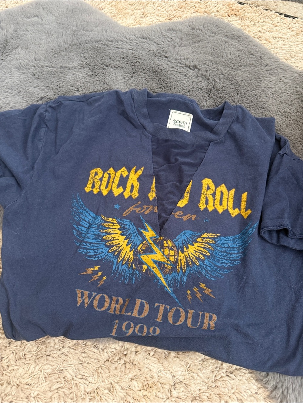 Navy 'Rock N Roll' Graphic Tee - Unbranded